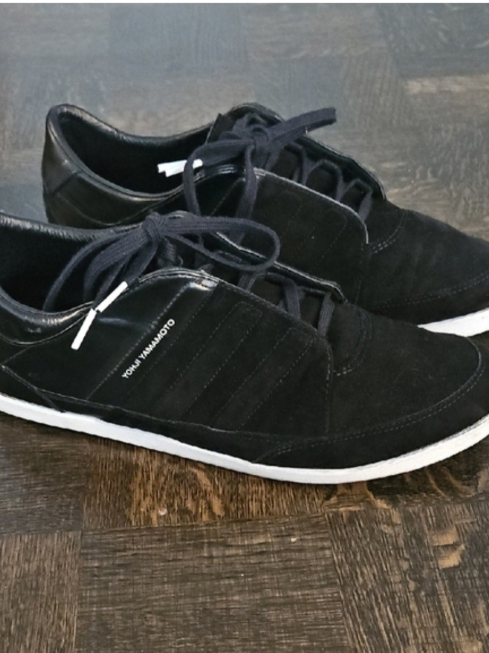 Yohji Yamamoto Black Suede Low-Top Sneakers with White Sole